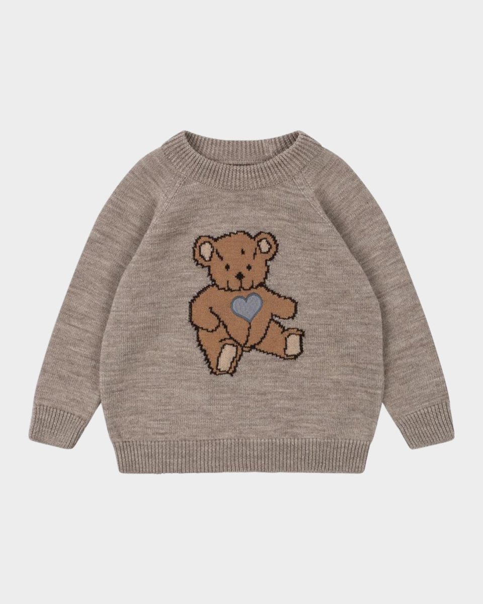 Girl's Billi Teddy Bear Intarsia Sweater, Size 12M-6